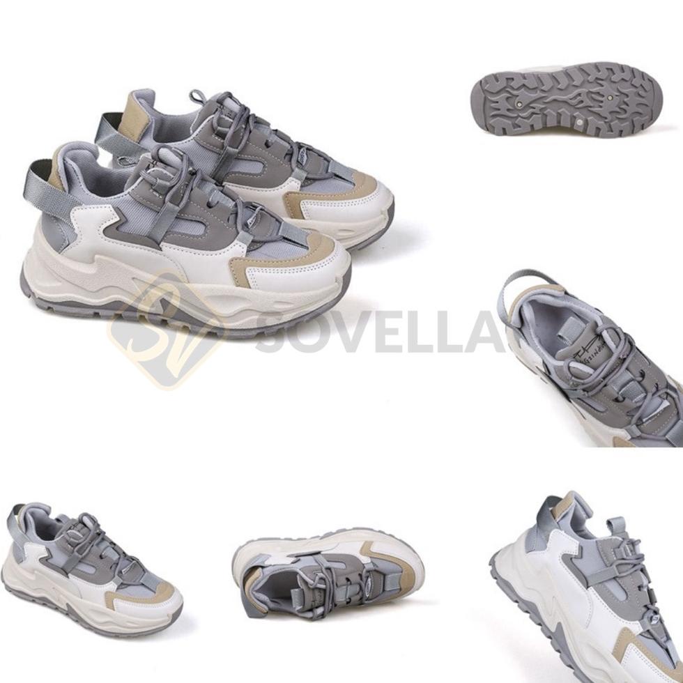 S3E7 SOVELLA Skylar Sepatu Sneaker Olahraga Kasual Kets Abu-Abu Wanita Import R8K