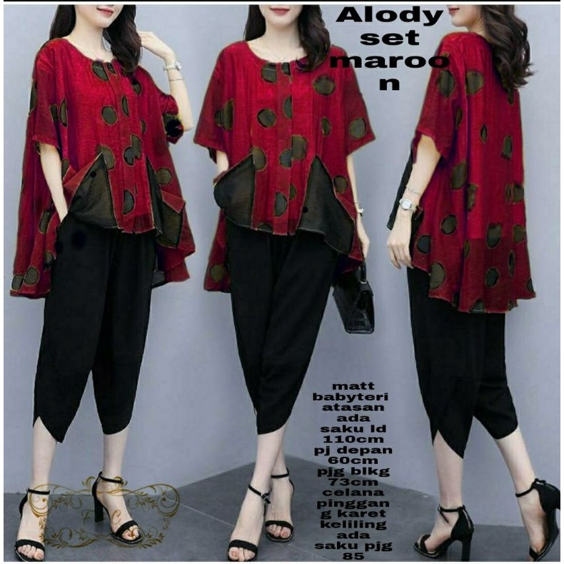 SET ADOLY FASHION PAKAIAN WANITA SETELAN ATASAN DAN CELANA BABYTERRY FEHM