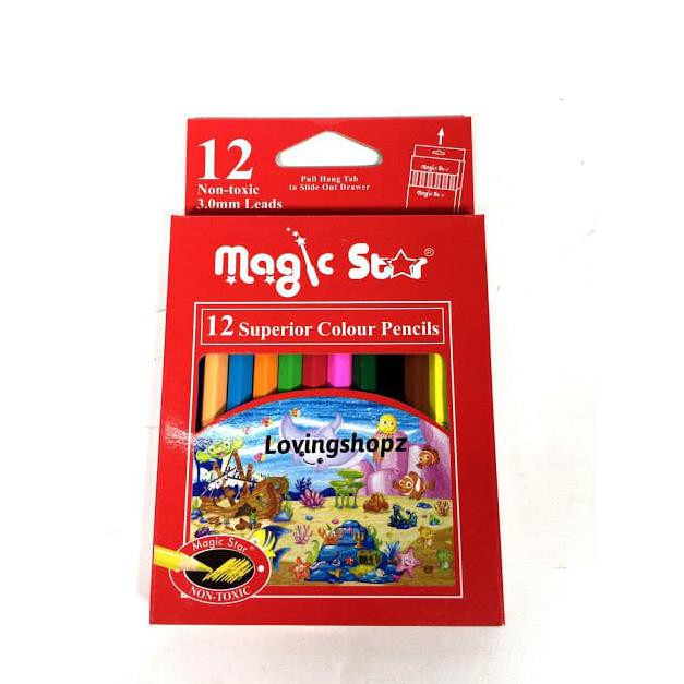 

Sale!! Pensil Warna Pendek 12 Warna Merek Magic Star Terbaru