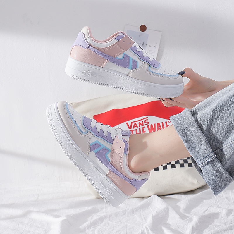 Beeyoo Sepatu Sneakers Wanita Shoes Fashion Korea Casual Wanita Warna Pastel WK116-4