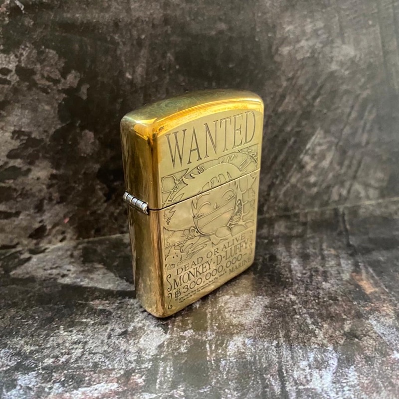 Korek Api Zippo One Piece Luffy Wanted Gold / Korek Api Unik