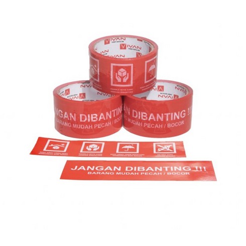 

Lakban Fragile Merah / JANGAN DIBANTING IVAN 2Inch x 90Yrd