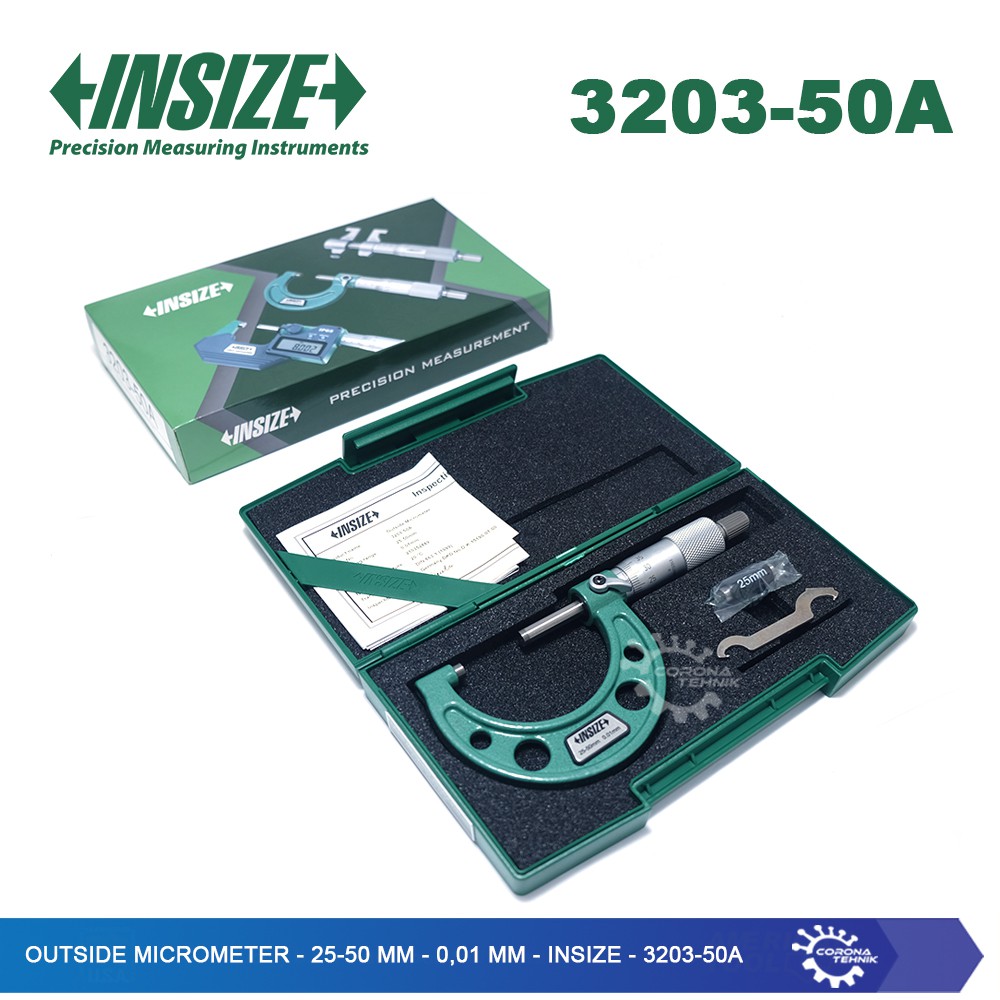 Insize - 3203-50A - Outside Micrometer - 25-50 mm - 0,01 mm