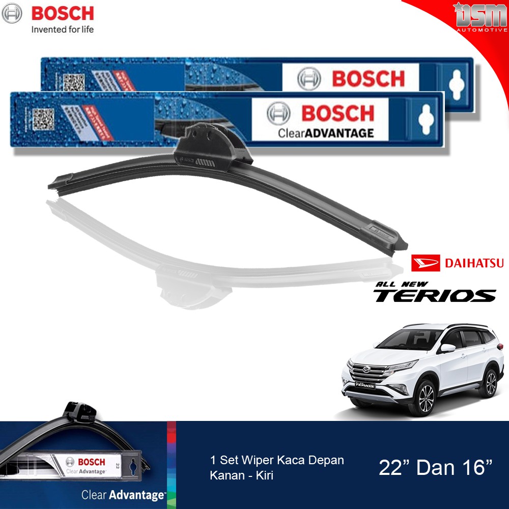 Bosch Clear Advantage Frameless / Wiper Frameless Mobil Daihatsu All New Terios  22&quot; dan 16&quot;