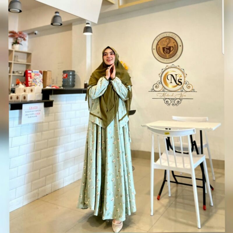 gamis syari salwa busui set khimar original nais syari