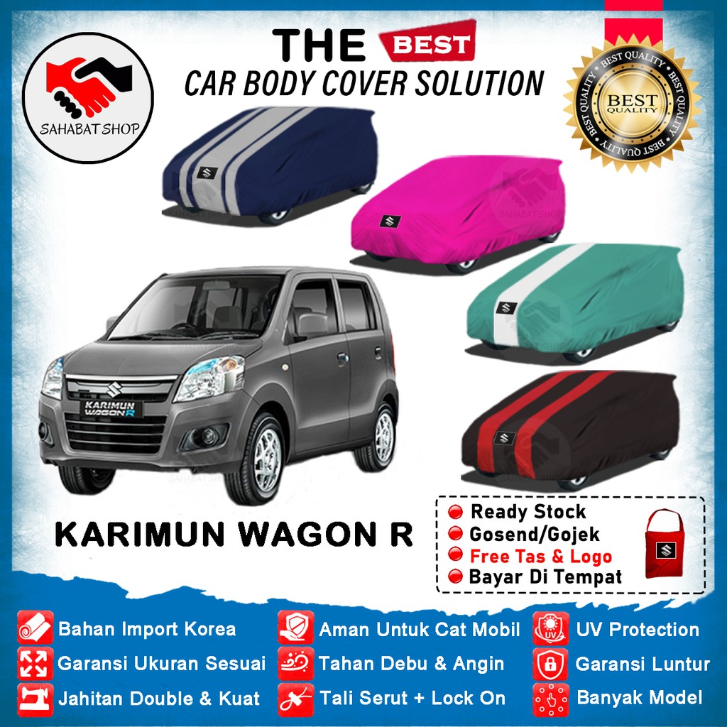 Sahabat Body Cover Mobil Karimun Wagon R / Sarung Penutup Karimun Wagon R Outdoor 2013 2014 2015 2016 2017 2018 2019 2020 2021 / Selimut Tutup Mantel Pelindung Jas Mantol Kerudung Kerodong Kelambu Bungkus Suzuki Karimun Anti Air Waterproof Model Biru