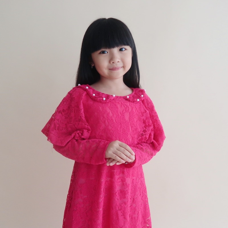 Gamis Brukat anak hoodie Salsabila umur 2- 8 tahun