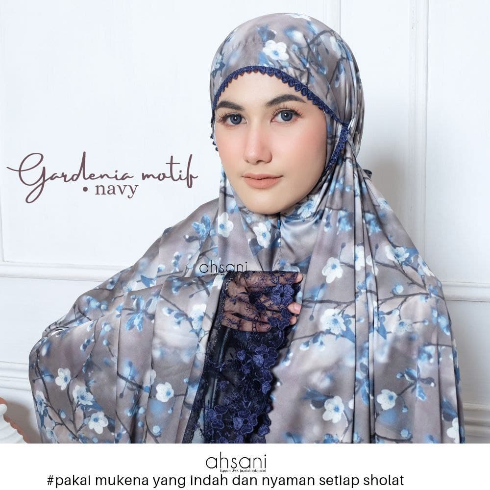 MUKENA ORIGINAL AHSANI TERBARU GARDENIA MUKENA TWO IN ONE MOTIF PREMIUM  BAHAN ARMANI SILK LUX ADEM 