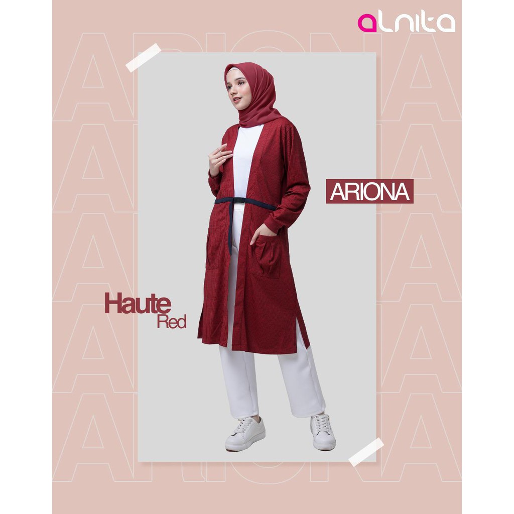 ALNITA OUTER ARIONA BAHAN DROP NEEDLE OUTWEAR WANITA MUSLIMAH ADA TALI PINGGANG