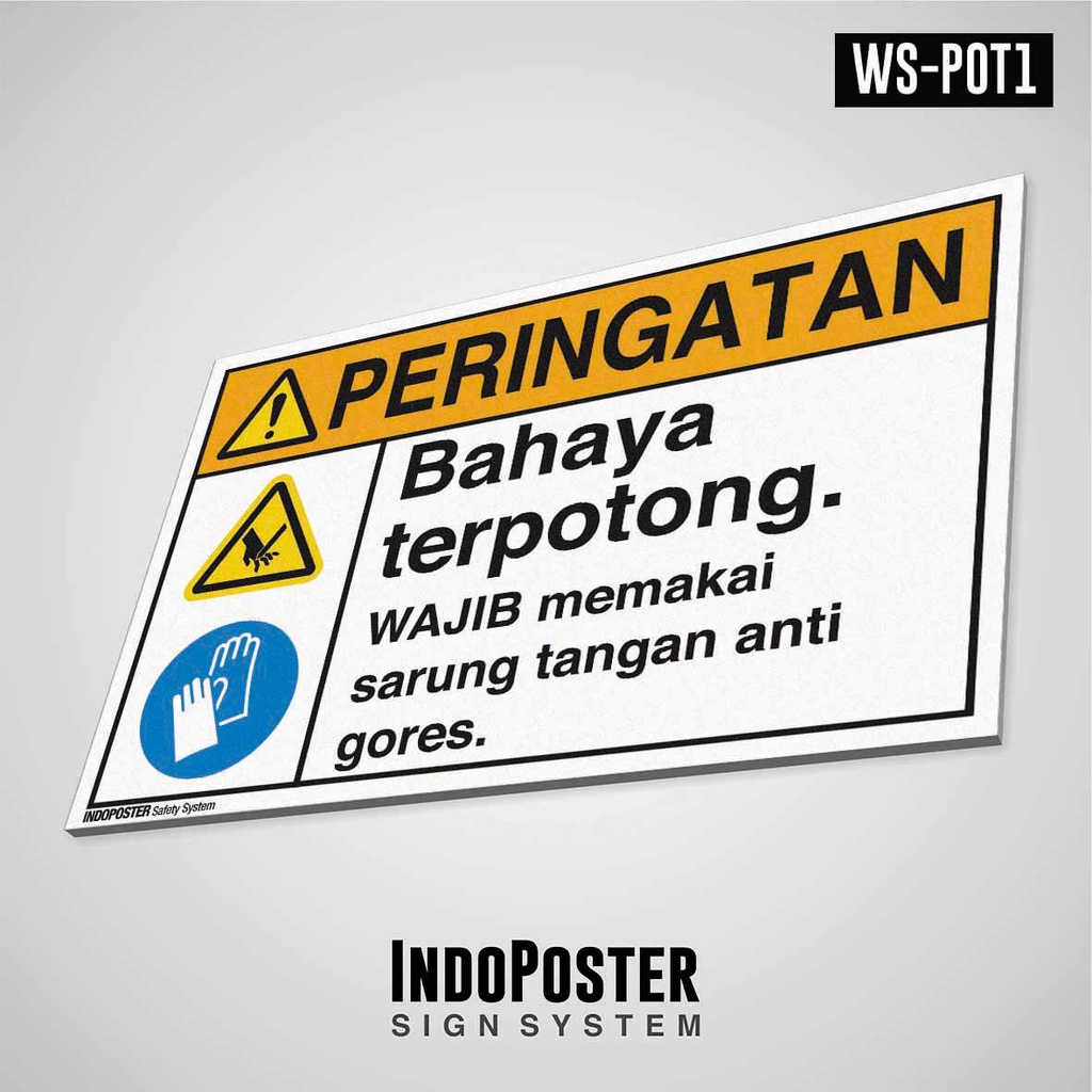 

Safety Sign Rambu K3 PVC ANSI Bahaya Terpotong Wajib Sarung Tangan