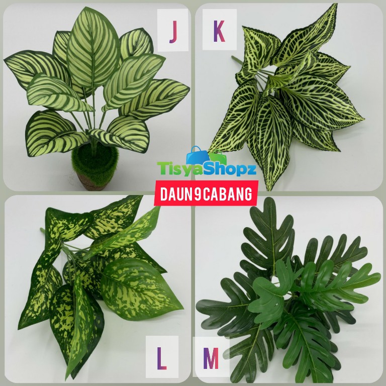 DAUN HIASAN / DAUN PLASTIK ARTIFICIAL 5 CB / 7 CB / 9 CB (TANPA POT)