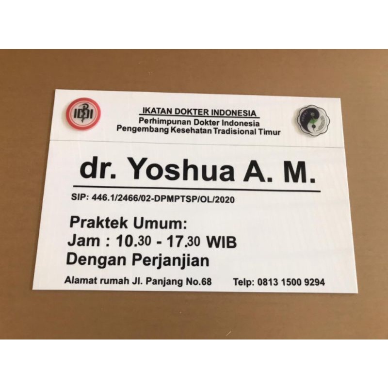 

papan board sign name doctor office dokter name nama