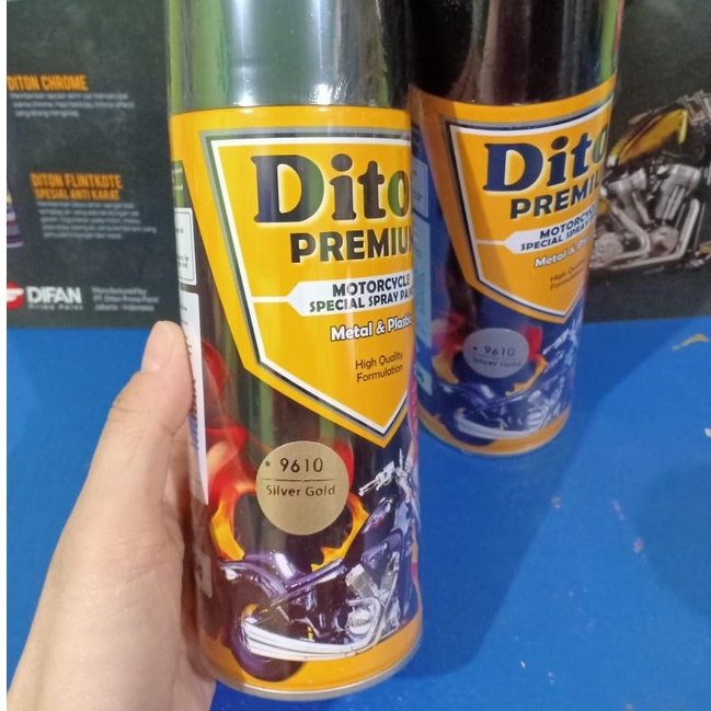 Pilok Pilox Cat Semprot DITON Premium Velg Colours Pilok Pilox Cat Semprot 9610* SILVER GOLD (400cc)