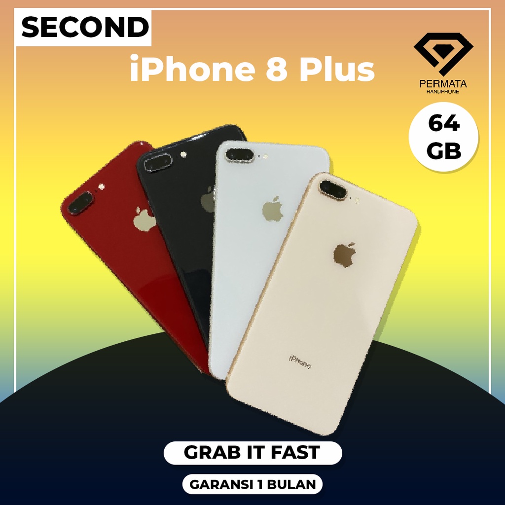 IPHONE 8 PLUS 64GB SECOND MULUS 100% GARANSI 1 BULAN SIM ALL OPERATOR IMEI AMAN TERMURAH