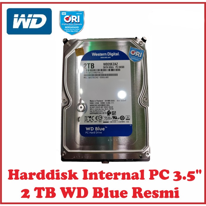 Harddisk WD BLUE 2 TB SATA Internal 3.5&quot; BARU , Hardisk 2 TB Internal PC 3.5&quot; BARU - Garansi Resmi 2 Tahun