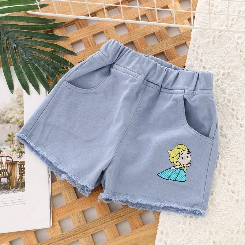 HNK Celana Pendek Princess Elsa Jeans Bordir Celana Anak Perempuan Import | Hotpants Kids