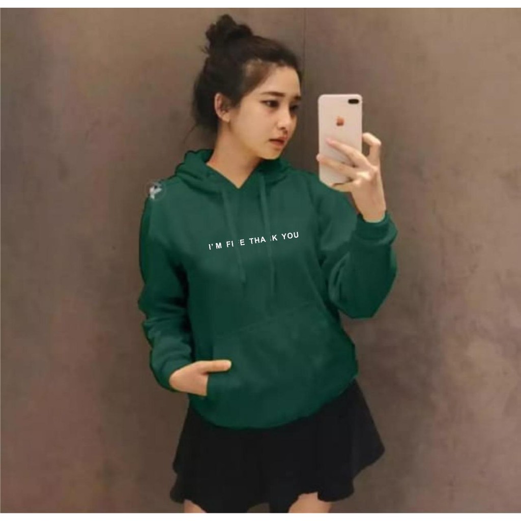 Sweater Hoodie Wanita I'M FINE THANK YOU-Army