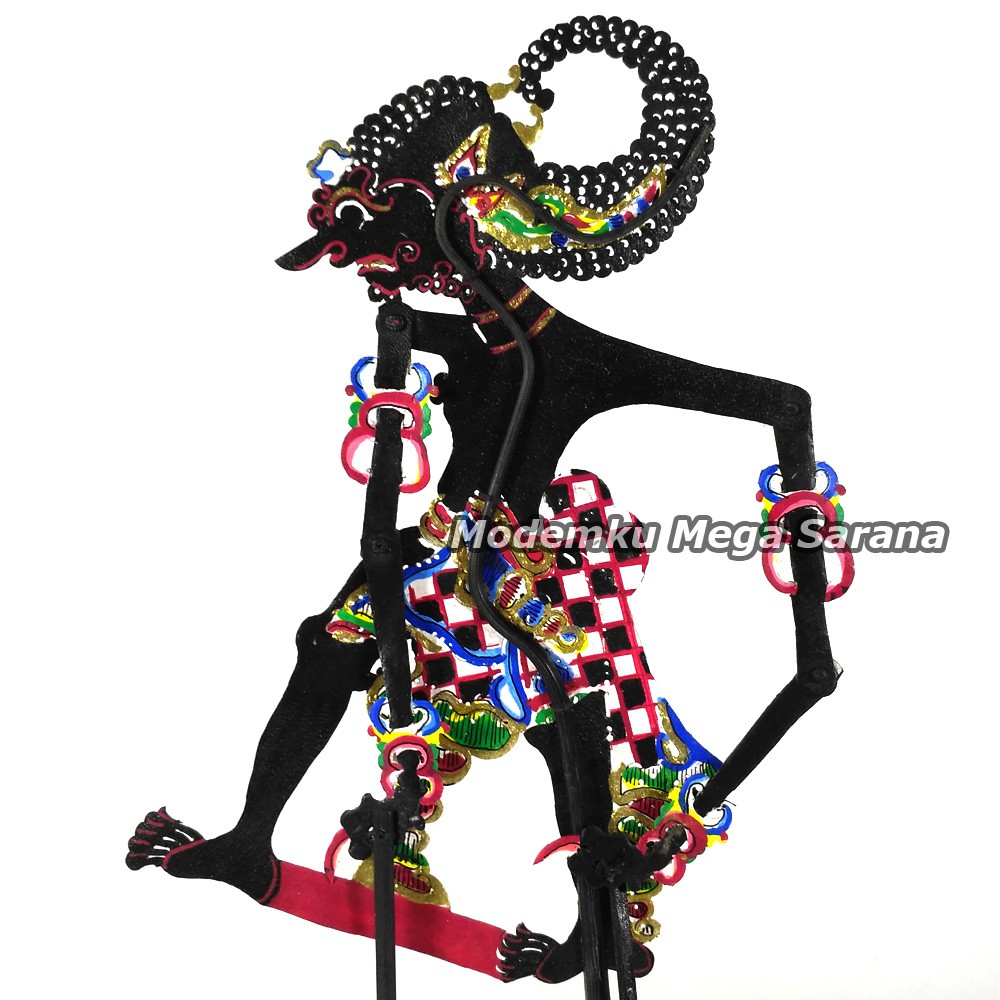 Wayang Kulit Mini Super Halus 20 Cm - Bima Werkudara Werkudoro - Hitam