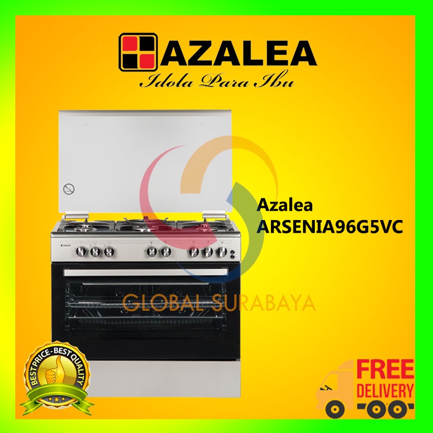 Azalea ARSENIA96G5VC Kompor Gas Free Standing 5 Tungku Stainless Steel Silver