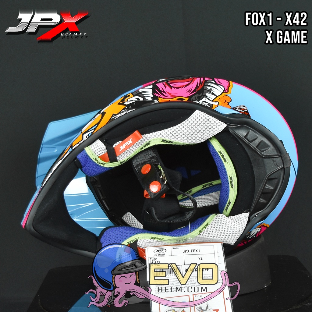 HELM JPX X42 BLACK DOFF CROSS_FOX1 + GOOGLE SNAIL (ONGKIR 2 KG) HELM JPX X42 X-GAME HELM CROSS HITAM DOFF