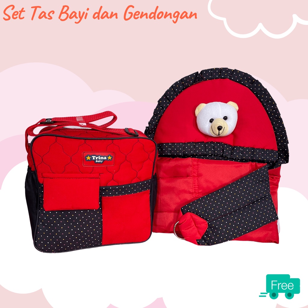 set perlengkapan bayi gendongan dan tas bayi polos termurah