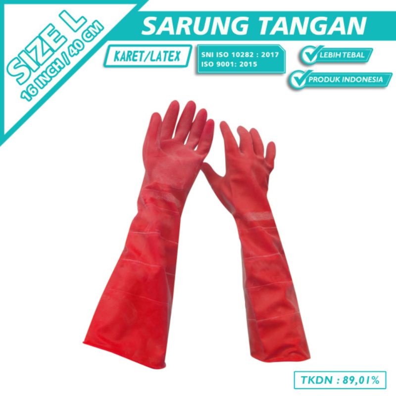 Sarung Tangan Latex Karet Panjang 40cm Merk Yutaka