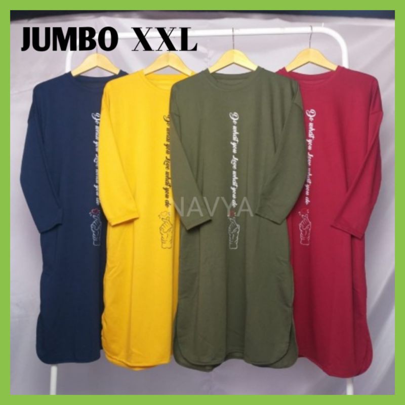 Baju Atasan Kaos Tunik Panjang Jumbo Cewek Wanita Dewasa Remaja Lengan Panjang Babyterry Murah