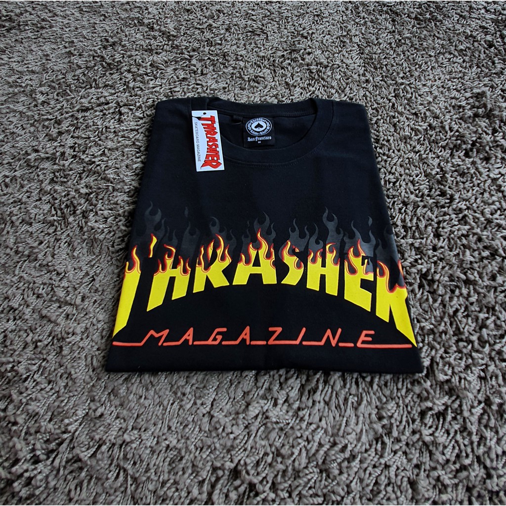 KAOS BAJU TSHIRT THRASHER MAGAZINE BBQ BLACK ORIGINAL MIRROR