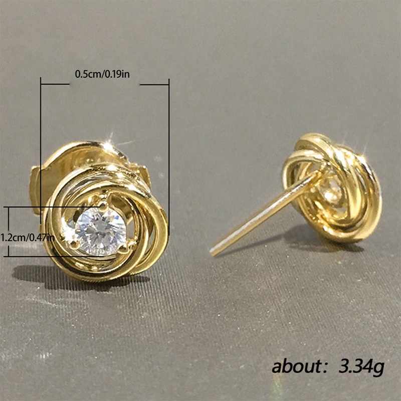 Anting Stud Desain Spiral Bahan Metal Warna Emas Untuk Wanita