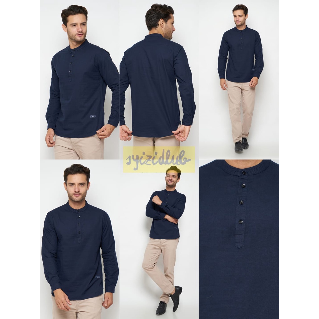 MAG Fashion Kemeja Koko Pria Lengan Panjang Katun Cigarette - Baju Koko Cigarette Basic Polos MURAH