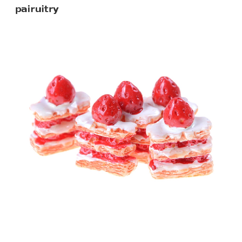 Prt 5pcs Miniatur Kue Krim Stroberi Untuk Dekorasi Rumah Boneka PRT