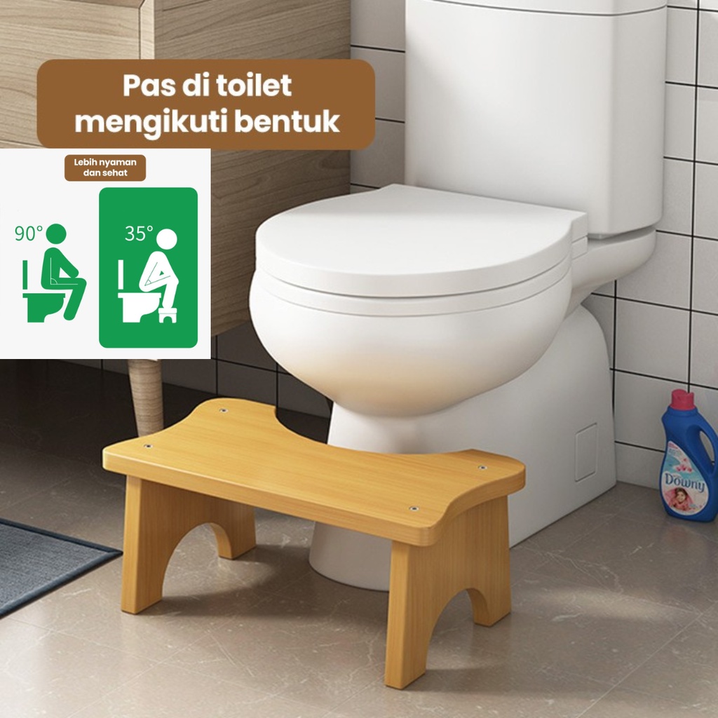 Bangku Pijakan Kloset Toilet WC Closet Duduk Bab Stool Kaki Squat n Go Dingklik Kayu Bangku Jongkok