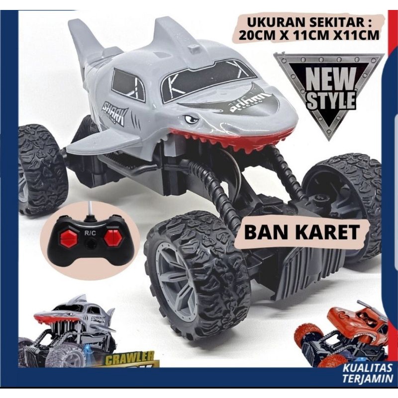 RC Rock Crawler Mainan Anak Mobil Remote Control Model Hiu IKAN Striker Ban Karet
