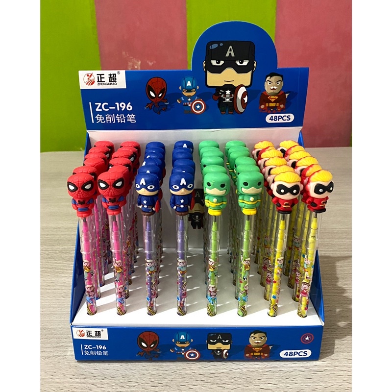 

Pensil susun bensia superhero spiderman captain amerika flash