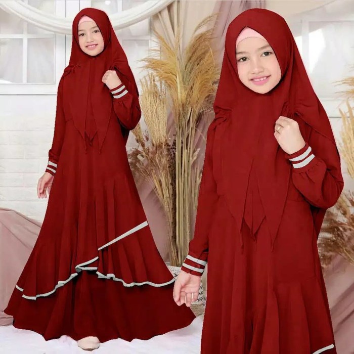 2A0Daflgs Baju Gamis Anak Perempuan (Sudah Termasuk Kerudung Jilbab Khimar) - Pink Fanta Fsg0011H