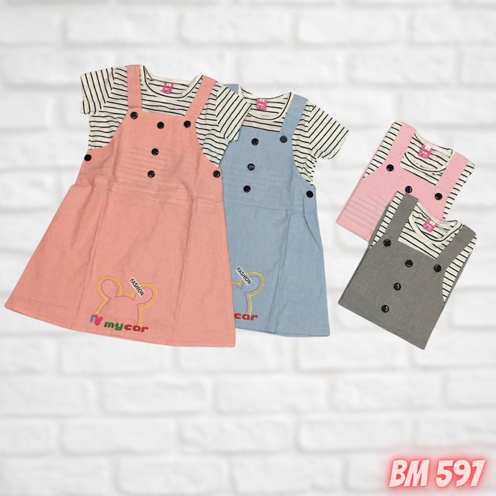 BM597A BAJU PAKAIAN ANAK PEREMPUAN JUMPSUIT KODOK DRESS CUTE LUCU BABY MOON GROSIR