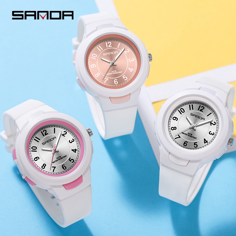 SANDA 6095 Jam Tangan Wanita Analog Sport Tali Rubber Anti Air WATCHKITE WKOS