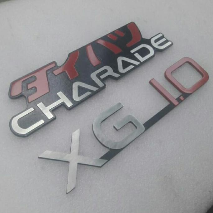Buruan beli] emblem daihatsu charade xg 1.0 (sepaket) bahan alumunium tebal 2mm