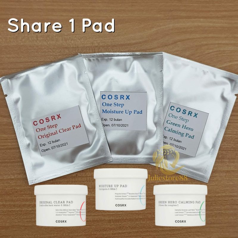 (Share 1 Pad) COSRX One Step Pimple Clear Pad Geen Hero Calming Moisture Up Pad