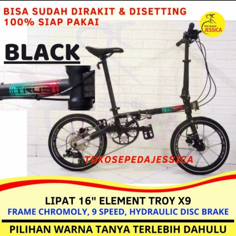 Sepeda Lipat 16 Element Troy X9 X 9 speed murah