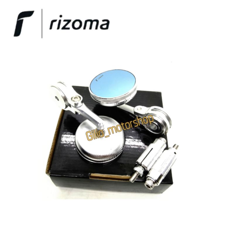 Spion Jalu Rizoma Bulat Model 2186 Scarlett Full CNC Universal Mirror Biru Spion Bar End Rizoma PCX Nmax Vespa Vario