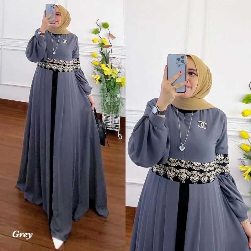 GAMIS TERBARU ALIKA DRESS BAHAN CERUTY BABYDOLL FULL FURING APLIKASI RENDA GAMIS CERUTY WANITA TERBARU 2023 KEKINIAN / MAXY DRESS JUMBO / DRESS CERUTY FASHION MUSLIM
