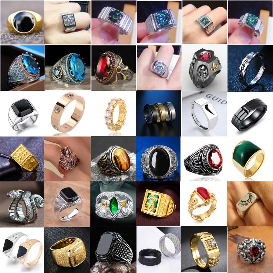 Cincin Berlian Bahan Titanium Steel Warna Silver Gold Gaya Punk Untuk Pria