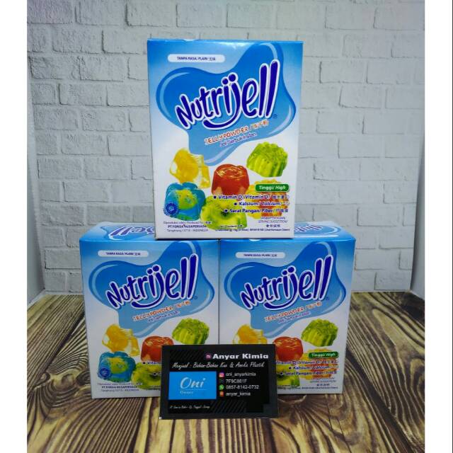 Nutrijell Plain  kemasan 1 kotak isi 12 saset 15grm 