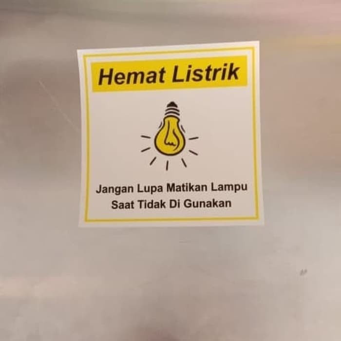 

SIGN STICKER HEMAT LISTRIK KUNING 15X15CM STIKER HIMBAUAN RAMBU