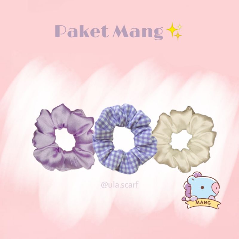 Scrunchies satin premium (FREE GIFT STIKER)- MINI-MEDIUM-Paket Mang