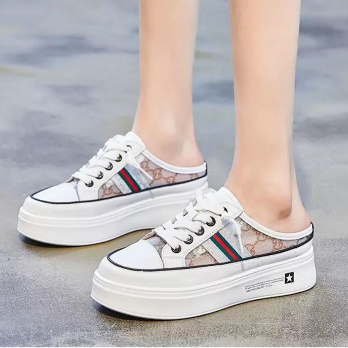 Free BOX Sepatu Sneakers Wanita Import Sepatu Sneaker Putih Sepatu Kanvas Wanita Kasual Polos Tali Premium Quality NS66526