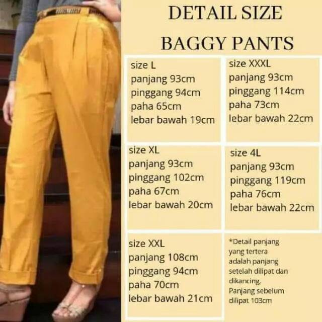 size baggy pants