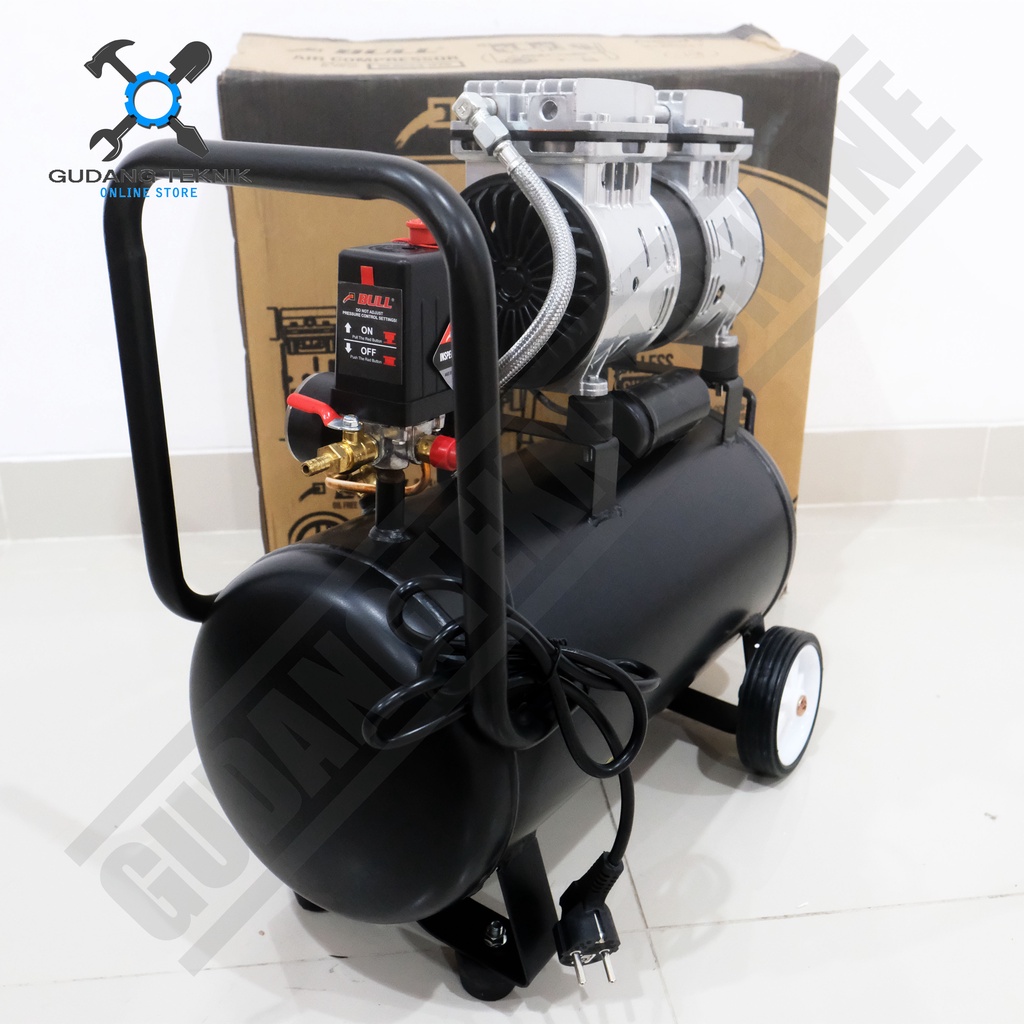 Kompresor Angin Tanpa Oli 24L BLAC24-075 BULL 3/4HP / Air Compressor Oilless BLAC 075 24 Liter BULL