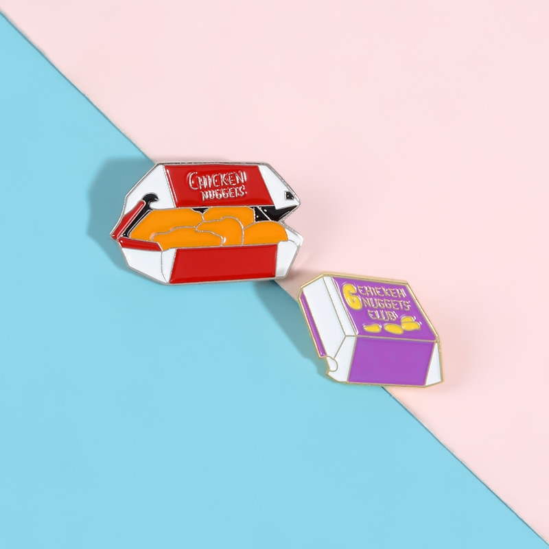 Bros Pin Enamel Desain Kartun Makanan Ayam Nugget Untuk Anak